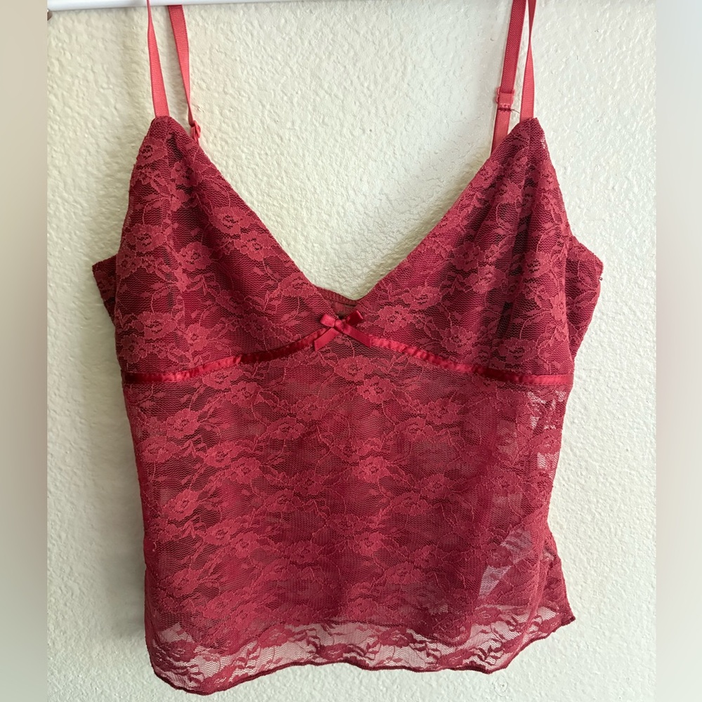 Edikted Lace Chemise in Deep Red